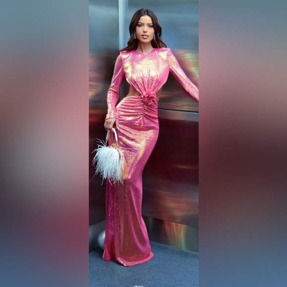 Fashion Nova Dresses & Skirts - Fashion Nova Luxe Tristy Rushed Sequin Gown-Hot Pink-Size M NWT💕